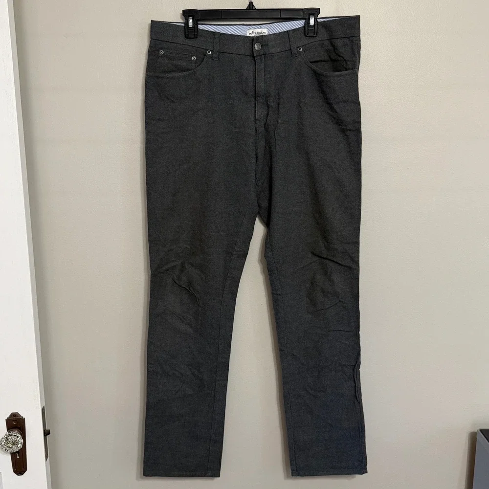 Peter Millar Mens 36x32 Gray Mountainside Flannel 5 Pocket Stretch Pants MF19B01